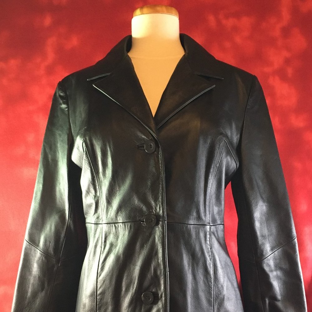 Wilsons Leather Black Leather Jacket, Notch Collar